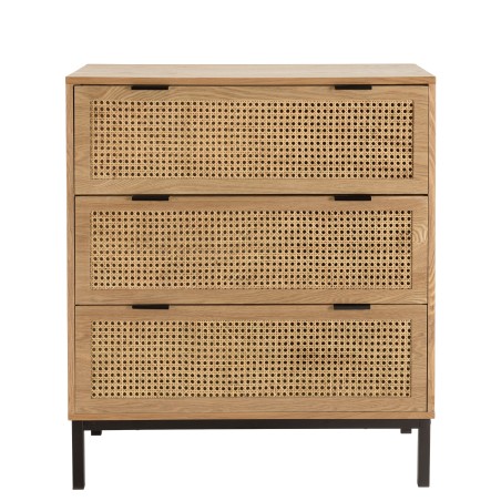 MARCEAU - Natural Cane Chest of Drawers with 3 Drawers