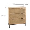 MARCEAU - Natural Cane Chest of Drawers with 3 Drawers