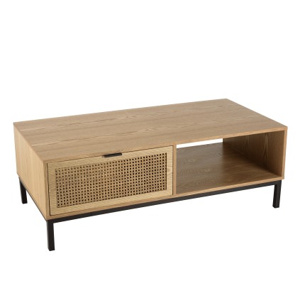 Table basse MARCEAU - 2 tiroirs cannage naturel