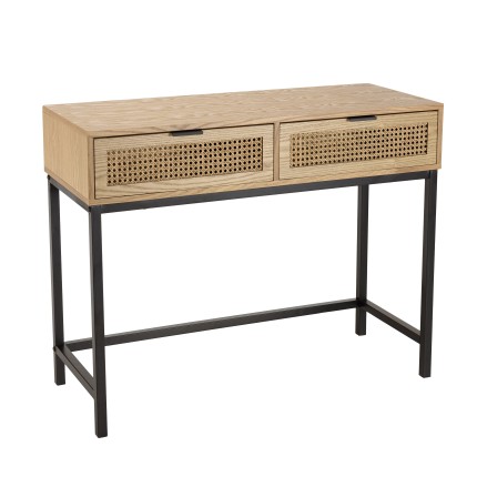 Console MARCEAU 2 tiroirs cannage naturel
