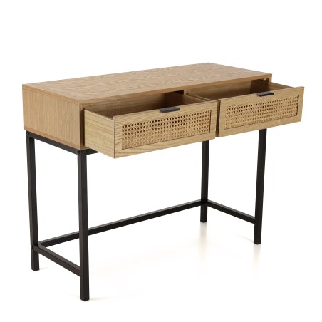 Console MARCEAU 2 tiroirs cannage naturel