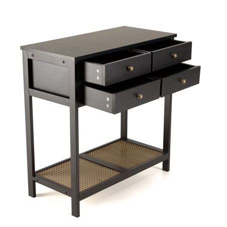 Console noire CHARLIE - 4 tiroirs et 1 étagère