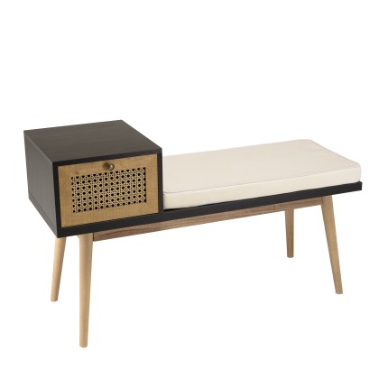 Banc CHARLIE marron assise noire 1 tiroir