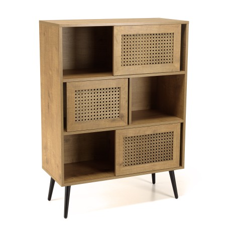 Buffet CHARLIE marron 3 niches 3 portes - Rangement tendance