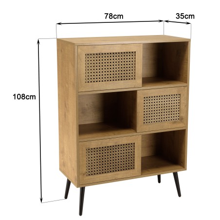 Buffet CHARLIE marron 3 niches 3 portes - Rangement tendance