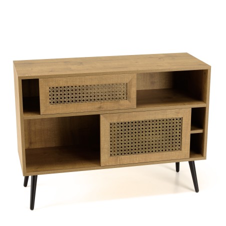 Buffet bas marron CHARLIE 3 niches 2 portes