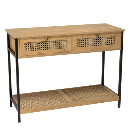 CHARLIE Brown Console Table with 2 Drawers and 1 Shelf | Trendy Design