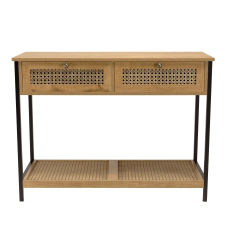 Console CHARLIE marron 2 tiroirs effet cannage