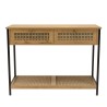 CHARLIE Brown Console Table with 2 Drawers and 1 Shelf | Trendy Design