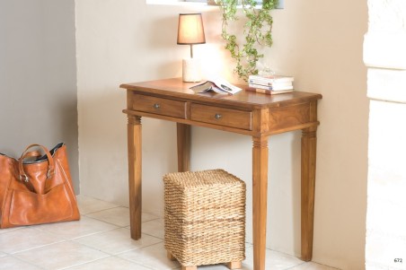 Bureau en bois de teck massif API 2 tiroirs
