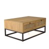Table basse CHARLIE marron 4 tiroirs effet cannage