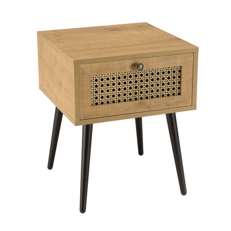 Chevet CHARLIE marron 1 tiroir effet cannage