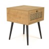 CHARLIE Brown Bedside Table with Cane Effect Drawer