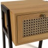CHARLIE Brown Bedside Table with 1 Drawer - Cane Effect & Metal Legs