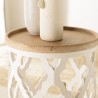 VICTOIRE Round Side Table 50x50cm - Natural Top, Aged White Base