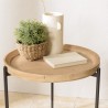 VICTOIRE - Round Side Table 53x53cm Natural Top Black Metal Legs