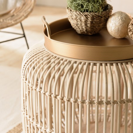 VICTOIRE Cylindrical Side Table 60x60cm - Golden Metal Top