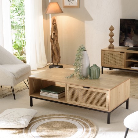 MARCEAU Coffee Table with 2 Drawers and Shelf