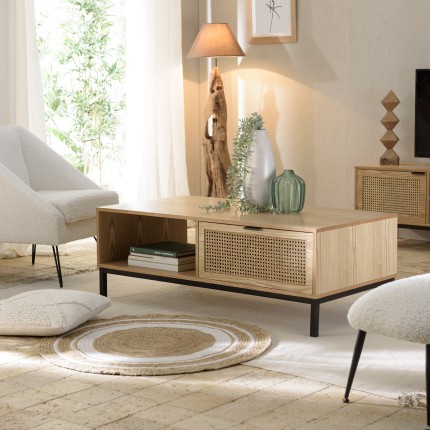 MARCEAU Coffee Table with 2 Drawers and Shelf