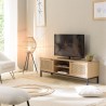Meuble TV MARCEAU - 2 portes cannage naturel