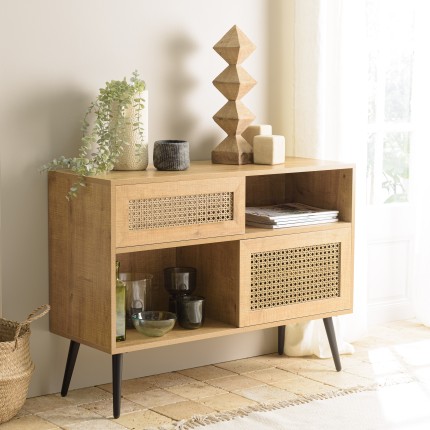 Buffet bas marron CHARLIE 3 niches 2 portes
