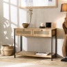 Console CHARLIE marron 2 tiroirs effet cannage
