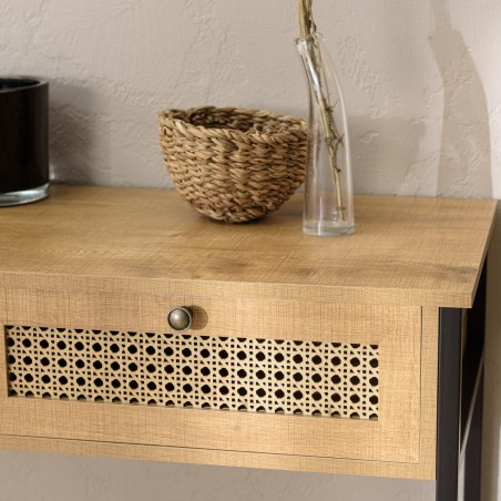 CHARLIE Brown Console Table with 2 Drawers and 1 Shelf | Trendy Design