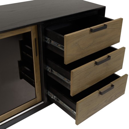 ALMA Brown/Black Sideboard with 2 Sliding Doors | Elegant Storage Solution