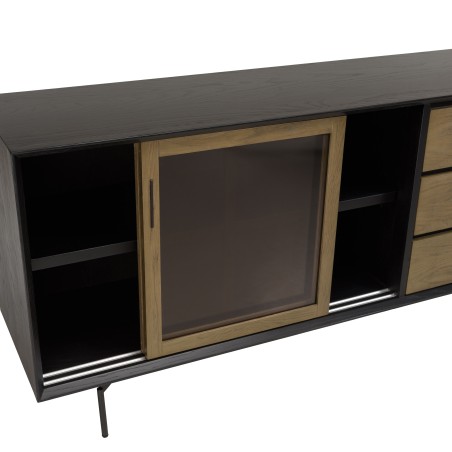 ALMA Brown/Black Sideboard with 2 Sliding Doors | Elegant Storage Solution