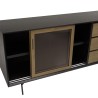Buffet ALMA marron/noir 2 portes coulissantes en verre fumé