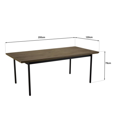 Table à manger ALMA rectangulaire marron foncé 200x100cm