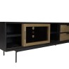 ALMA Brown/Black TV Stand with Sliding Glass Doors - Trendy and Functional