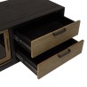 ALMA Brown/Black TV Stand with Sliding Glass Doors - Trendy and Functional