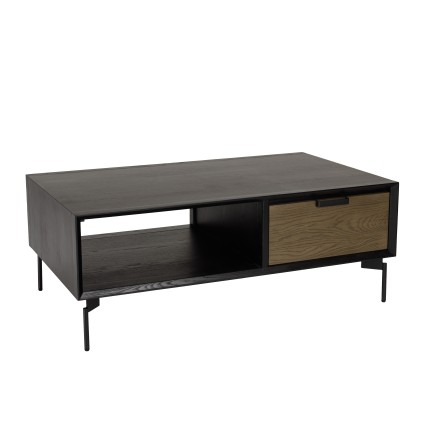 Table basse ALMA noire 1 niche 2 tiroirs