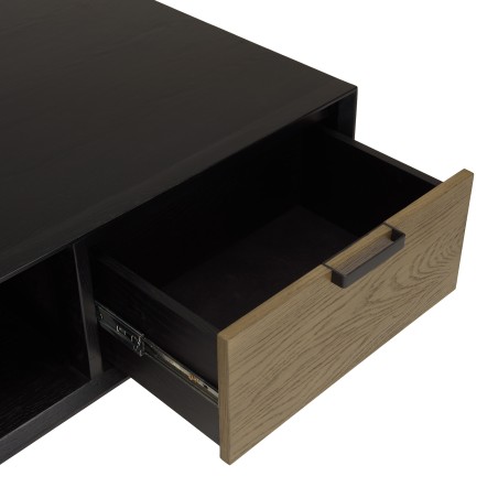 ALMA Black Coffee Table with 1 Niche and 2 Drawers