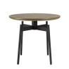 ALMA - Dark Brown Round Side Table 55x55cm with Black Metal Legs
