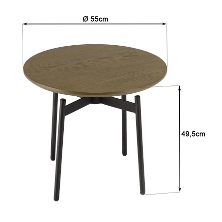 Table d'appoint ALMA ronde marron foncé 55x55cm