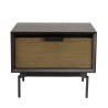 ALMA Black Bedside Table 1 Drawer Dark Brown Metal Legs