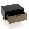ALMA Black Bedside Table 1 Drawer Dark Brown Metal Legs