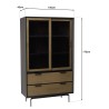 ALMA Brown and Black Bookcase with Sliding Glass Doors