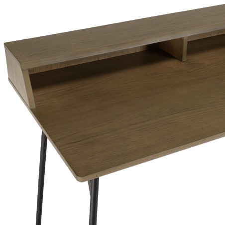 ALMA Dark Brown Desk with 2 Niches Black Metal Legs