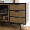 Buffet ALMA marron/noir 2 portes coulissantes en verre fumé