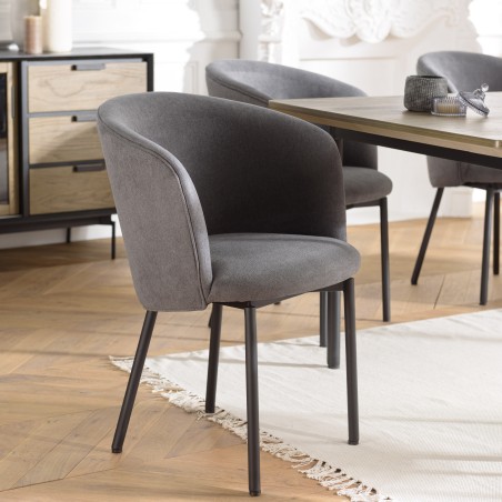 Chaise ALMA en velours gris anthracite