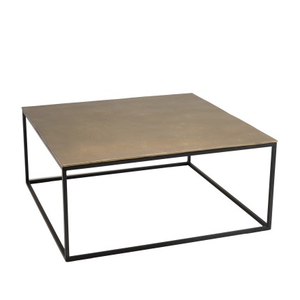 Table basse carrée JOHAN 90x90cm aluminium doré et noir