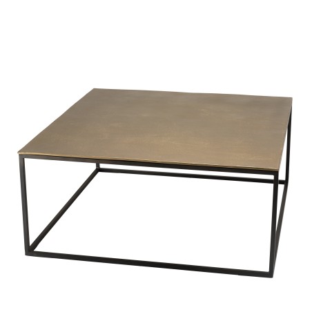Table basse carrée JOHAN 90x90cm aluminium doré et noir