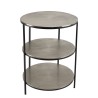 JOHAN Round Side Table 3 Tiers Silver Aluminium and Black Metal Legs