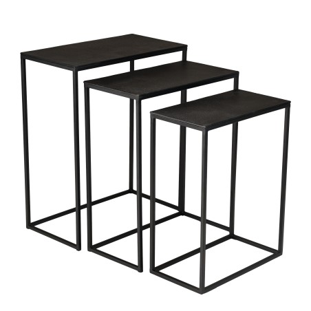 Set de 3 tables gigognes rectangulaires JOHAN - Aluminium Noir
