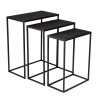 JOHAN - Set of 3 Rectangular Nesting Tables | Black Aluminum Metal Legs