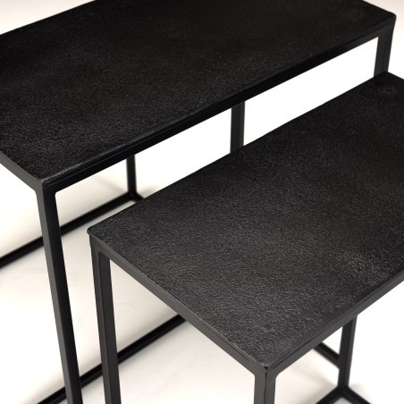 Set de 3 tables gigognes rectangulaires JOHAN - Aluminium Noir