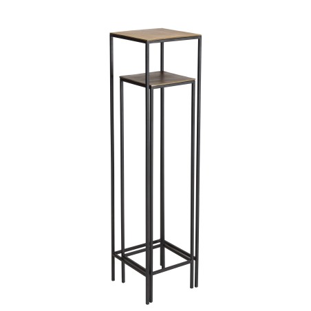 JOHAN Square Nesting Tables Set - Gold Aluminum & Black Metal Legs